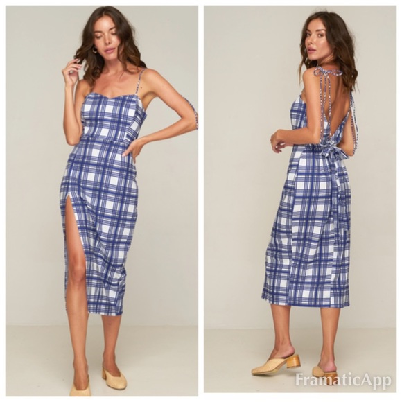 Rue Stiic Dresses & Skirts - Rue Stiic Diana midi dress blue plaid size small